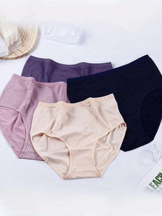 SHEIN ٤ سراويل داخلية نسائية عالية الخصر بطبعات مريحة
