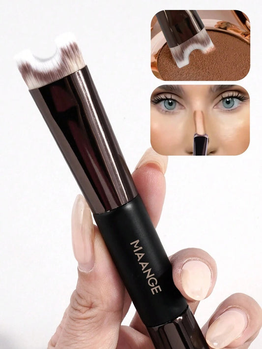 SHEIN MAANGE  فرشاة مكياج احترافية برأسين لتحديد الأنف وتوزيع الهايلايتر لون أسود