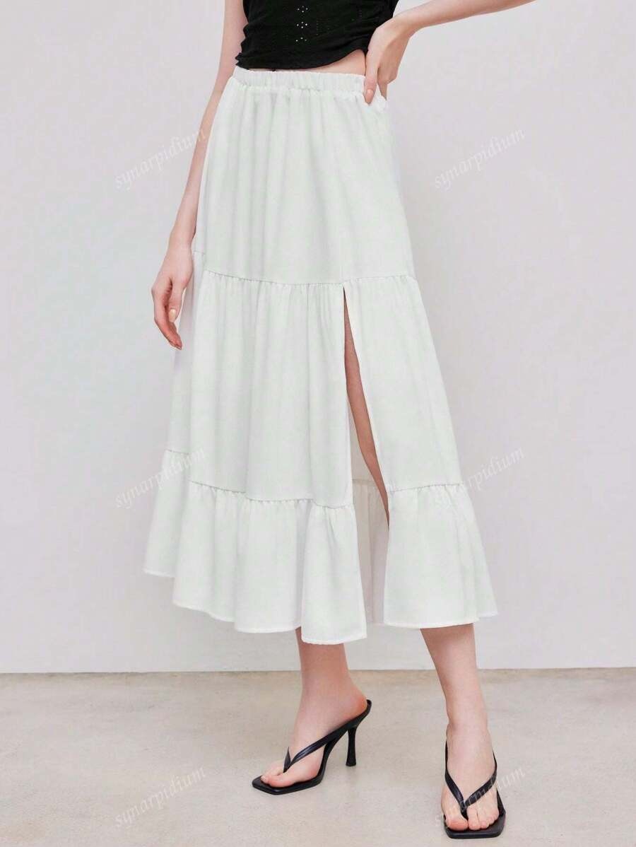SHEIN A-Line تنورة متوسطة الطول بقصة