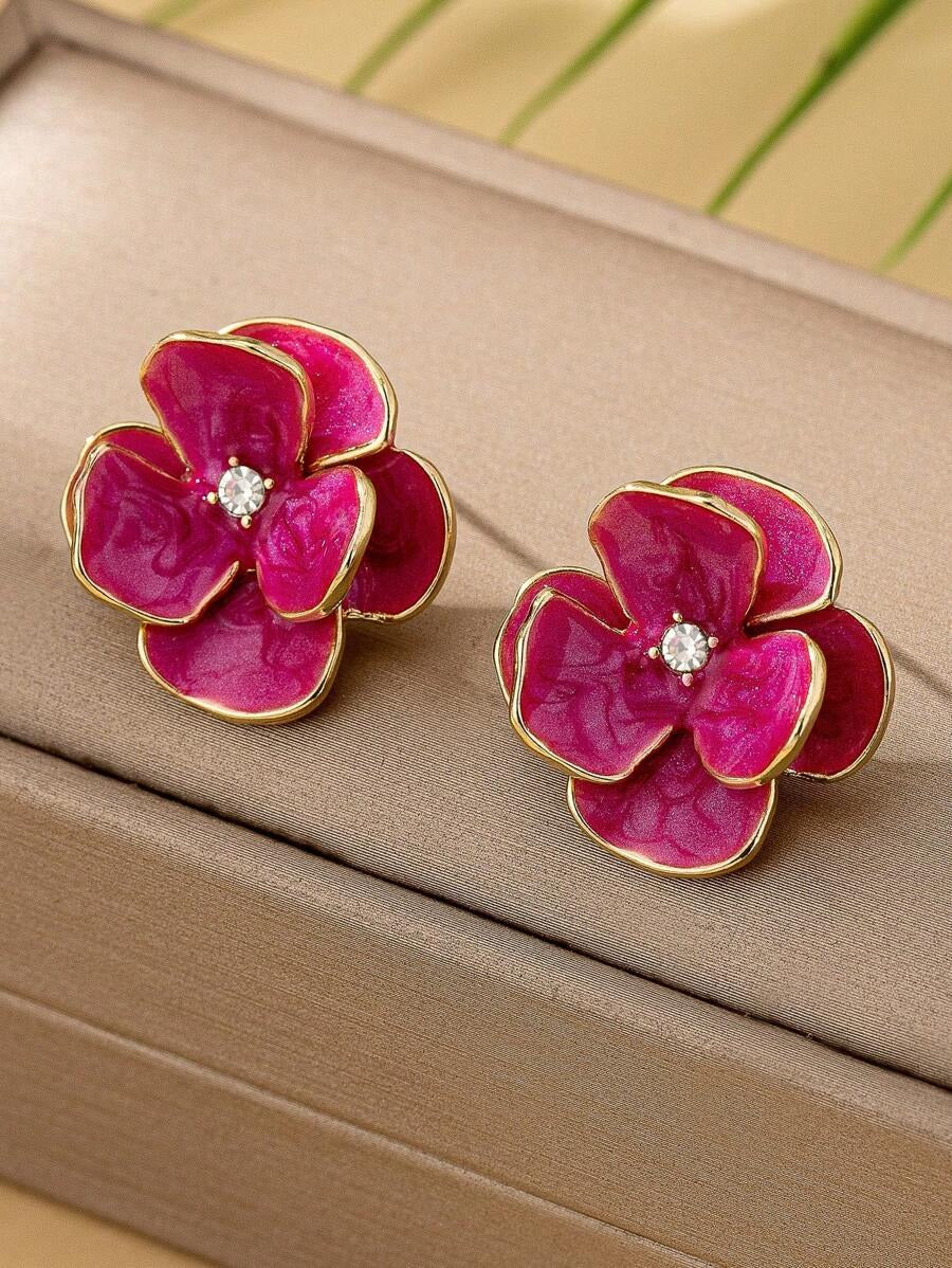 SHEIN أقراط مسامير أزهار لون أزرق