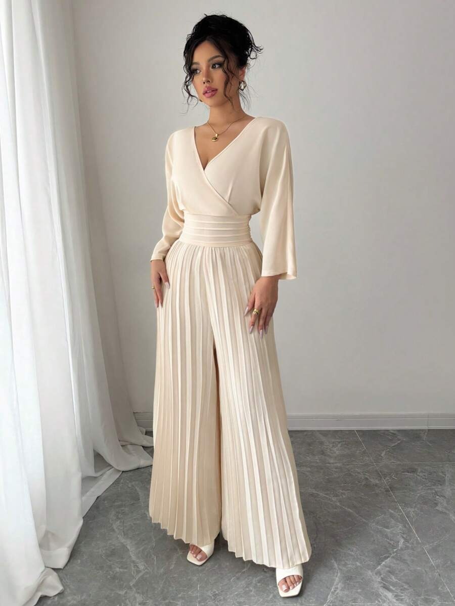 SHEIN Gloray جمبسوت طويل وأنيق بلون مشمشي