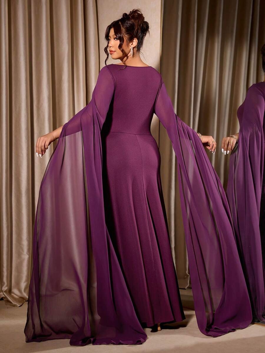 SHEIN Elenzga فستان ماكسي أنيق بلون أحمر بنفسجي