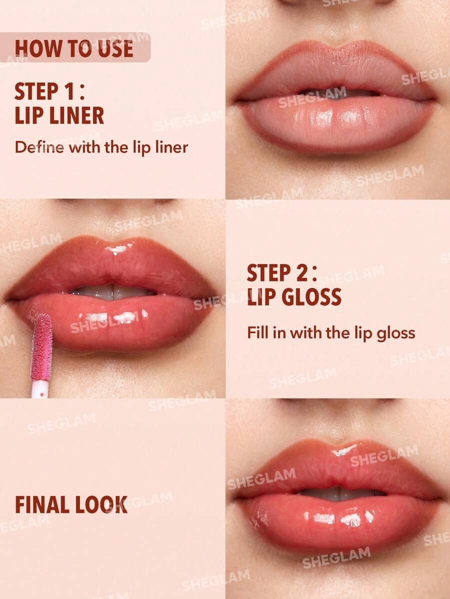 SHEGLAM Lip Rules Gloss Golden Rule قلم تحديد + غلوس بلون