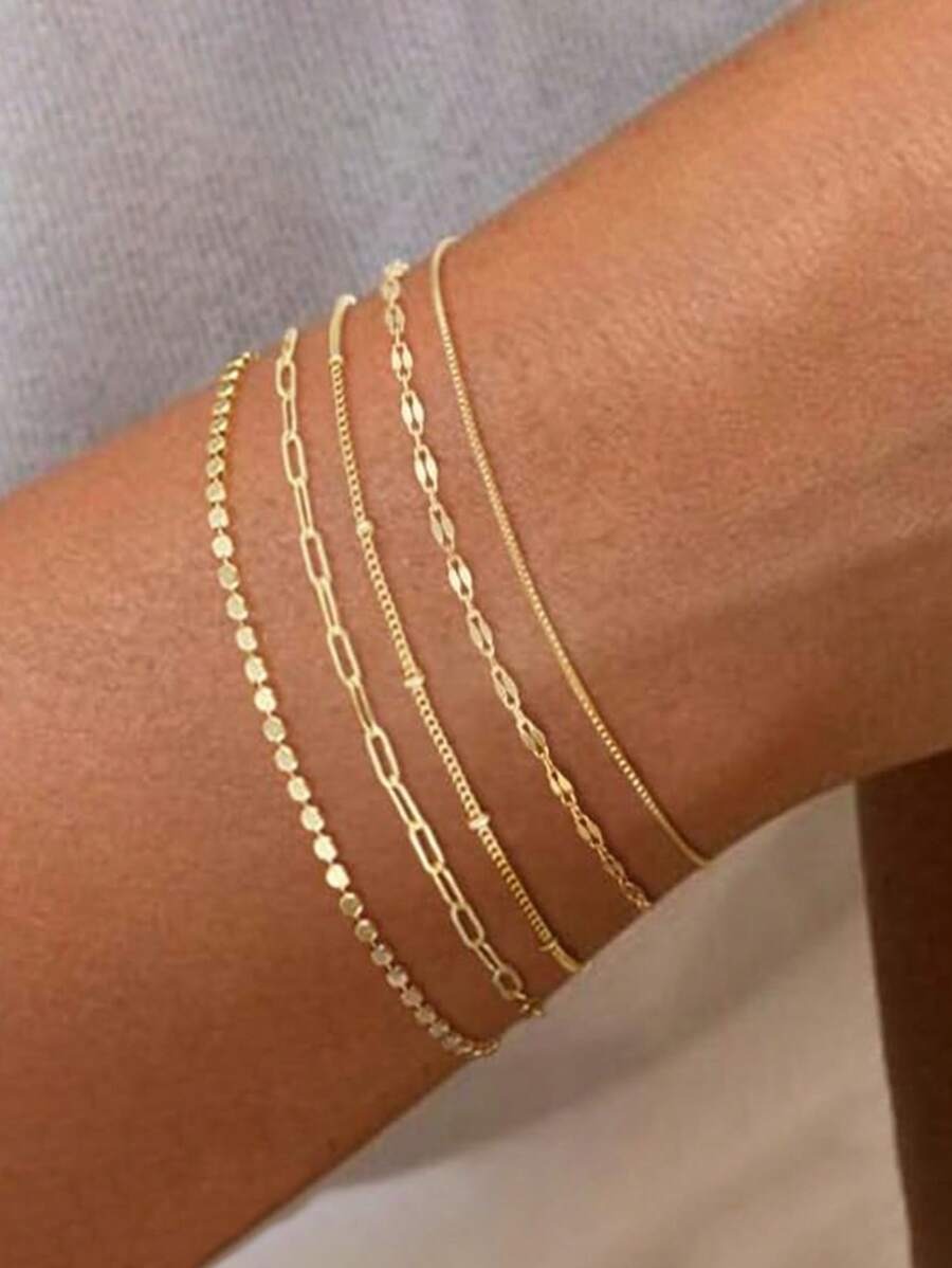 SHEIN طقم 5 أساور نسائية أنيقة