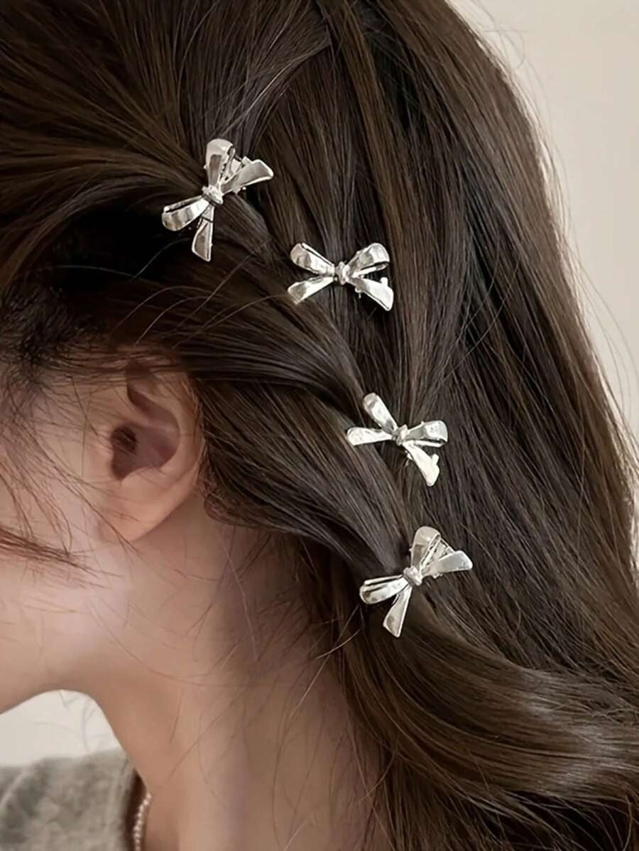 SHEIN مشابك شعر معدنية بشكل فيونكة
