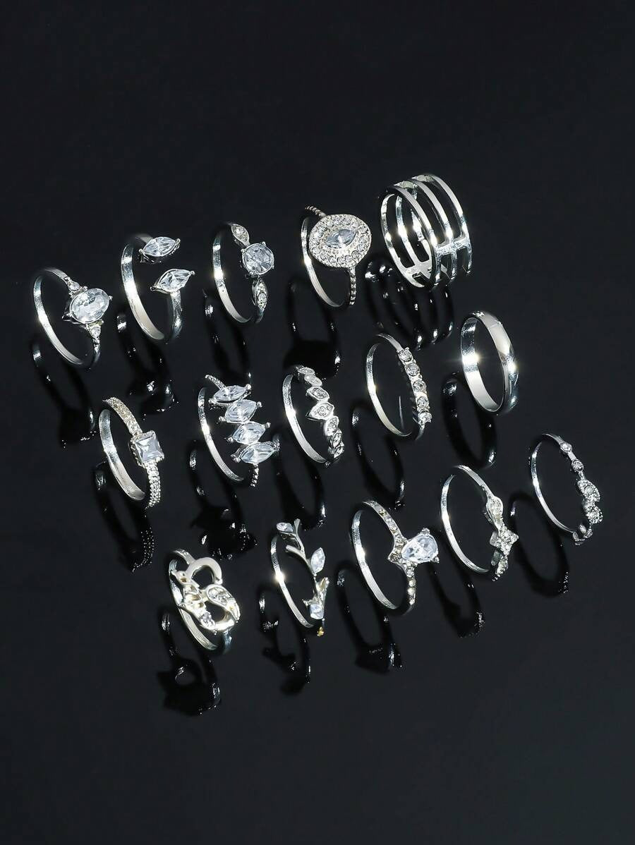 SHEIN مجموعة 15-16 خواتم أنيقة متعددة العناصر