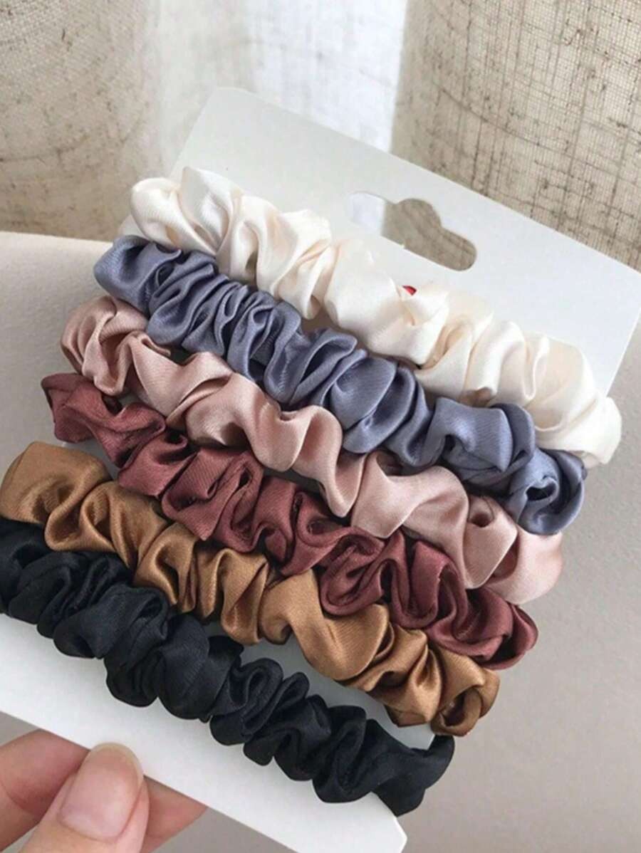 SHEIN أربطة شعر حريرية ساتان بألوان متنوعة