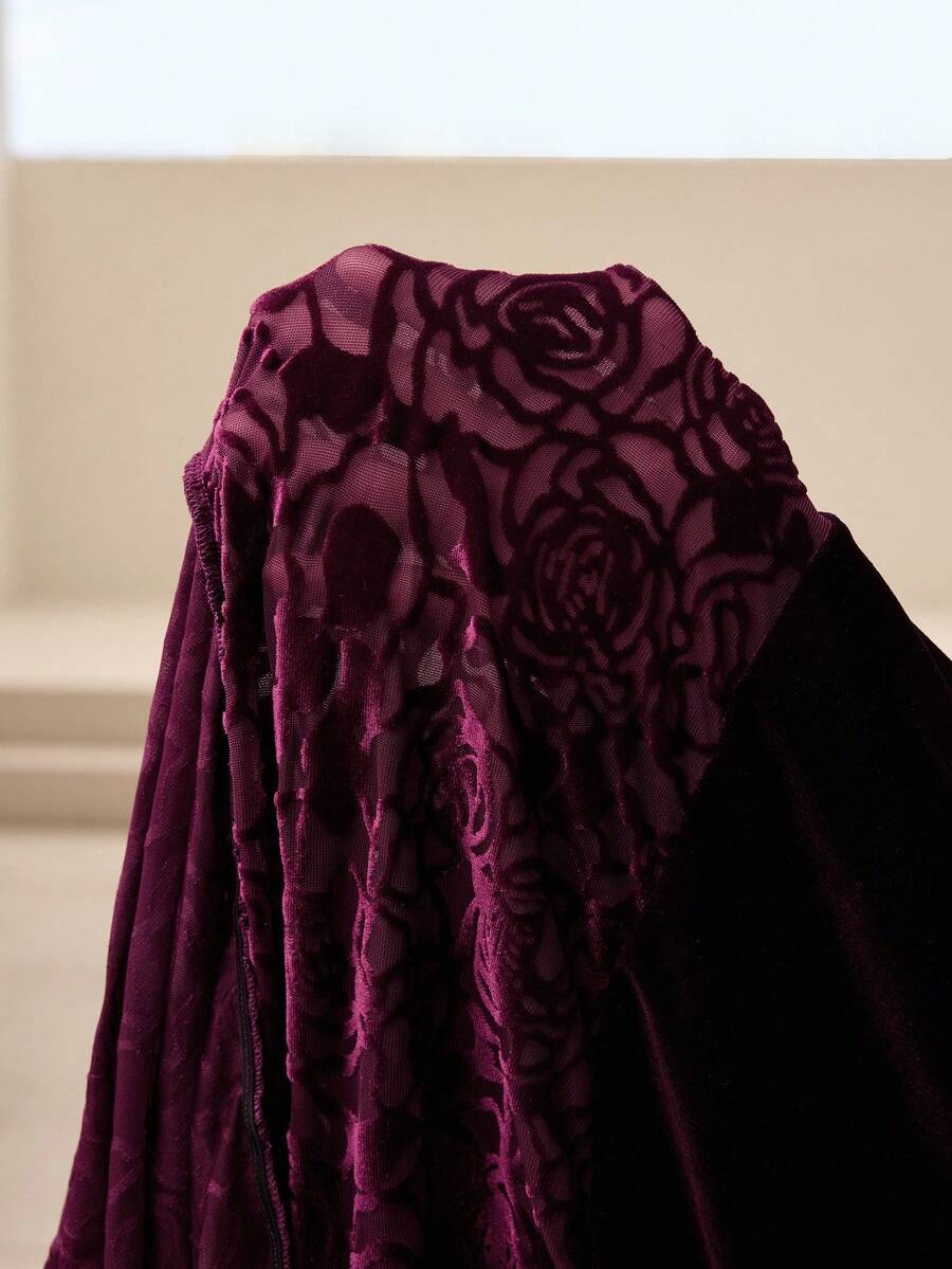 SHEIN Modelyn فستان حفلة أحمر بطبعات زهرية