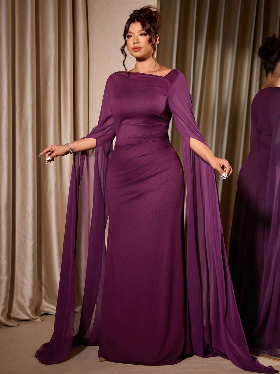 SHEIN Elenzga فستان ماكسي أنيق بلون أحمر بنفسجي