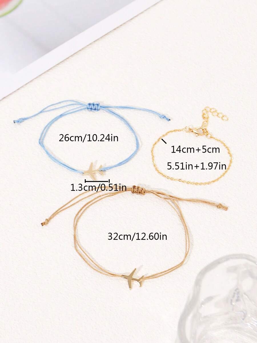 SHEIN طقم 3 أساور مضفرة يدويًا على شكل طائرة