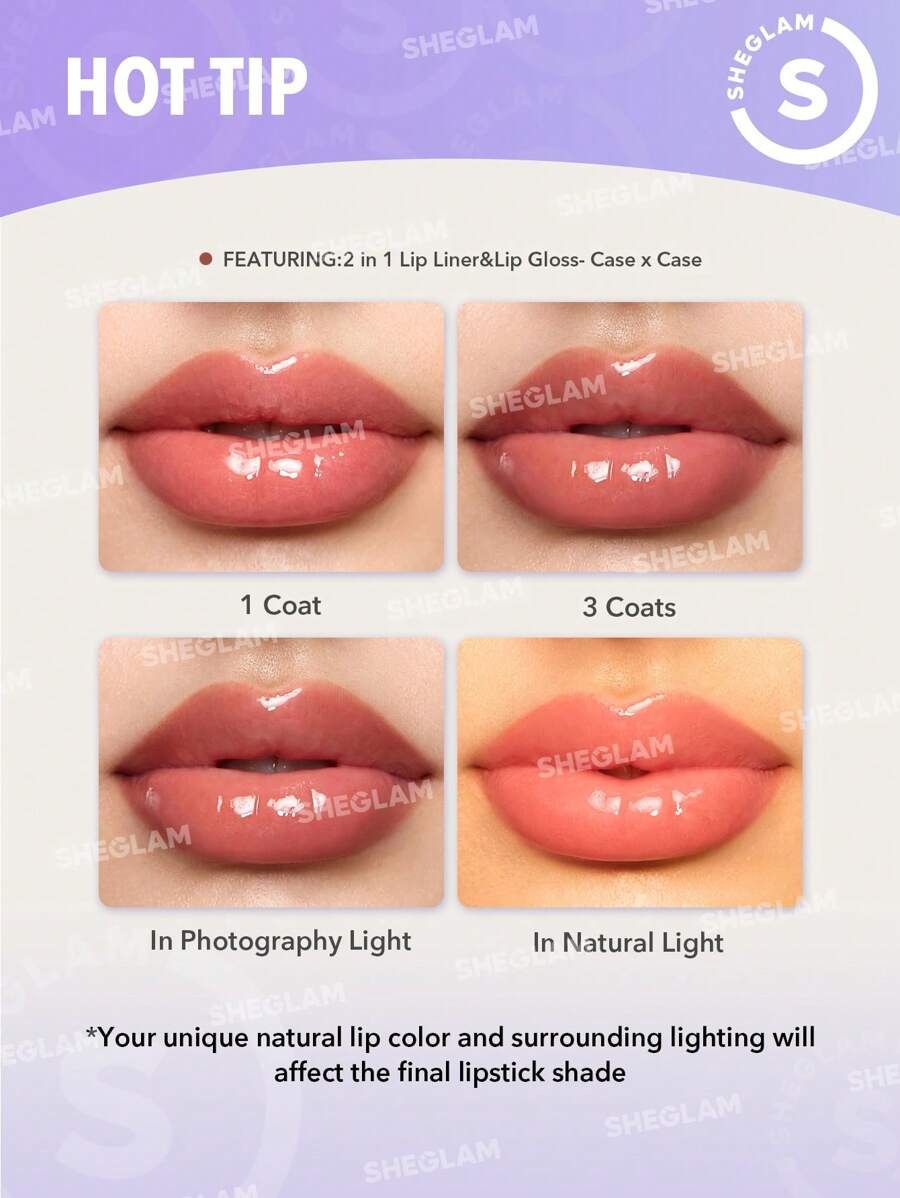 SHEGLAM Lip Rules Gloss Golden Rule قلم تحديد + غلوس بلون