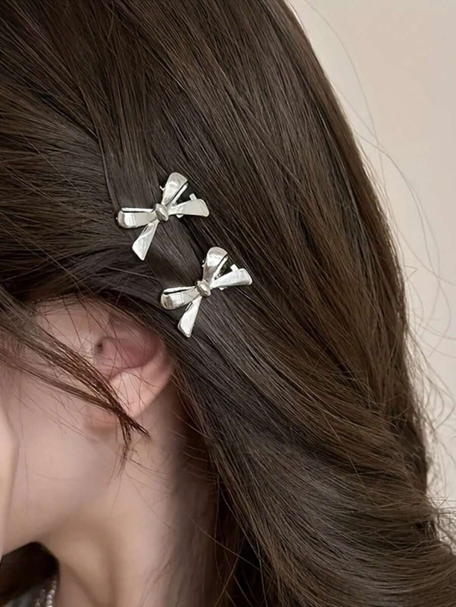 SHEIN مشابك شعر معدنية بشكل فيونكة