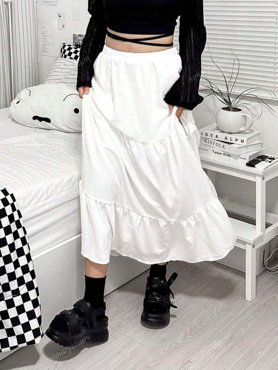 SHEIN A-Line تنورة متوسطة الطول بقصة