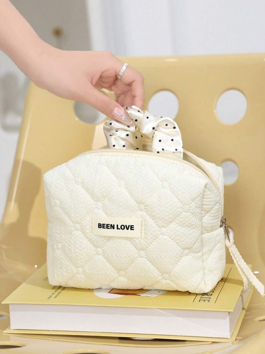 SHEIN مجموعة 3 قطع من حقائب مكياج لون بيج