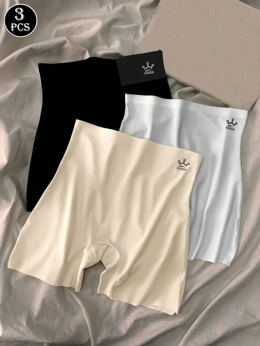 SHEIN  طقم 3 قطع سراويل نسائية مريحة بوي شورتس بخصر عالي