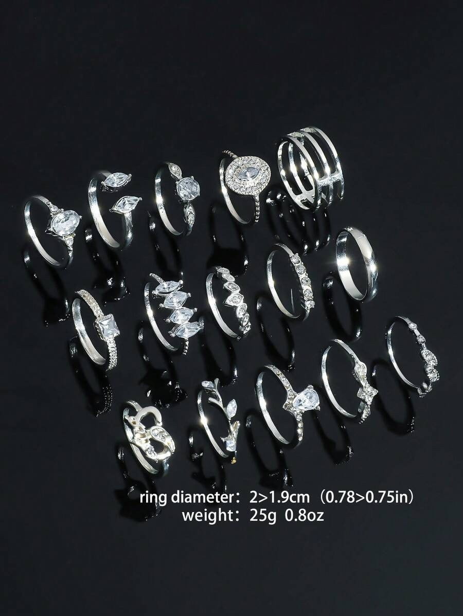 SHEIN مجموعة 15-16 خواتم أنيقة متعددة العناصر