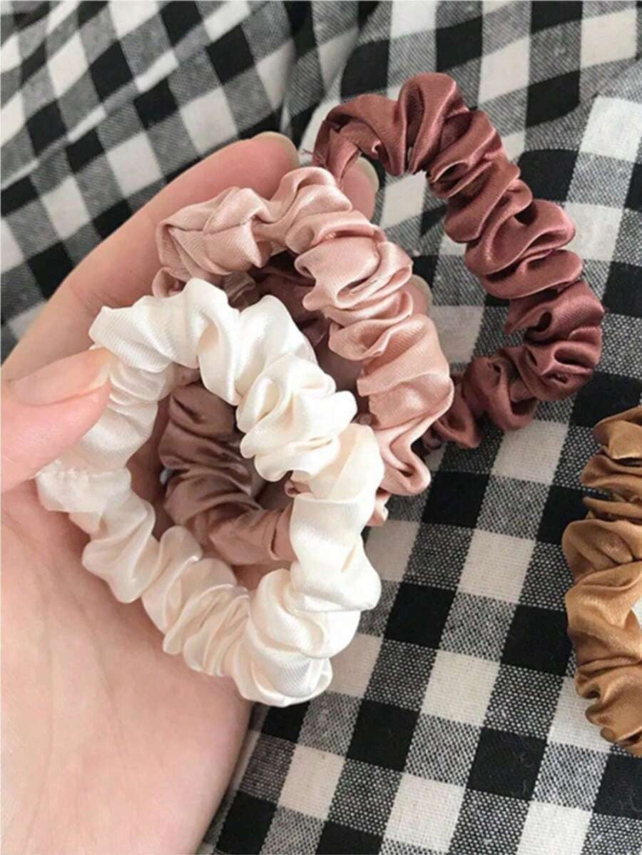 SHEIN أربطة شعر حريرية ساتان بألوان متنوعة