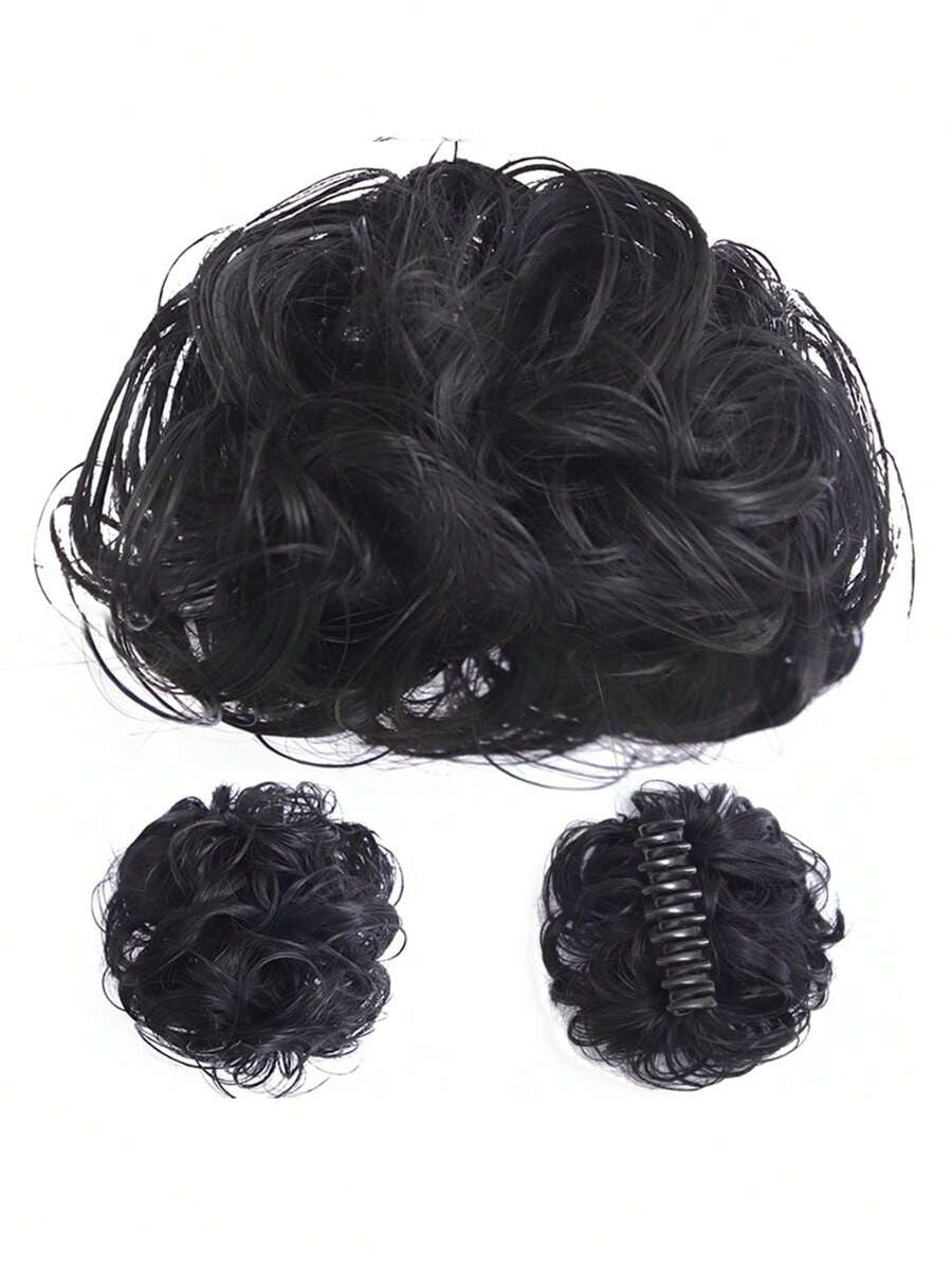SHEIN وصلة كعكة شعر مجعد بلون أسود
