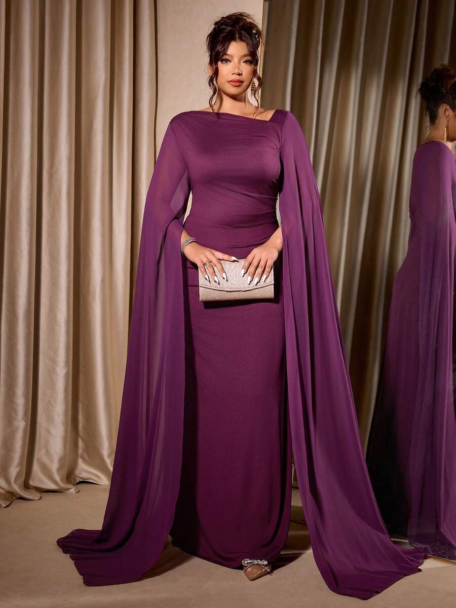 SHEIN Elenzga فستان ماكسي أنيق بلون أحمر بنفسجي