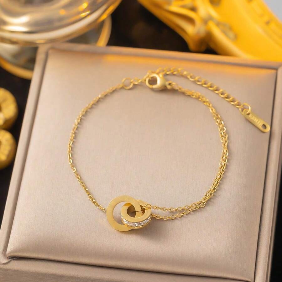 SHEIN طقم مجوهرات 4 قطع حلقية مطلي بالذهب