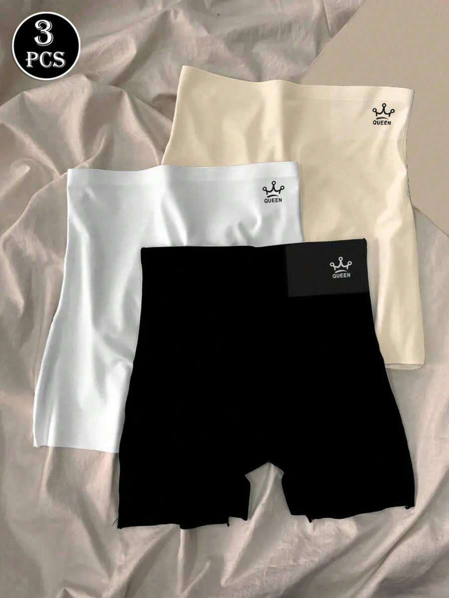 SHEIN  طقم 3 قطع سراويل نسائية مريحة بوي شورتس بخصر عالي