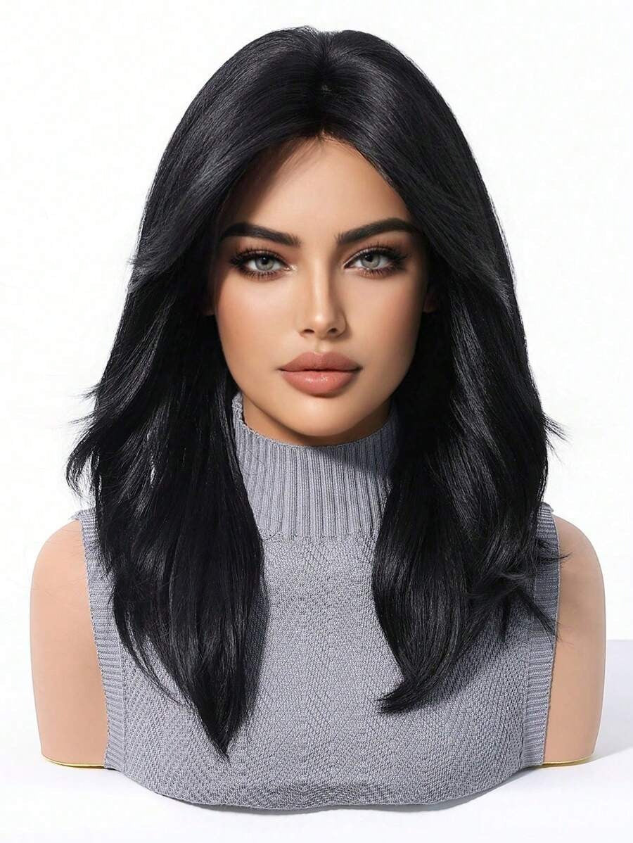 SHEIN باروكة سوداء طويلة مجعدة 18 بوصة مقاومة للحرارة