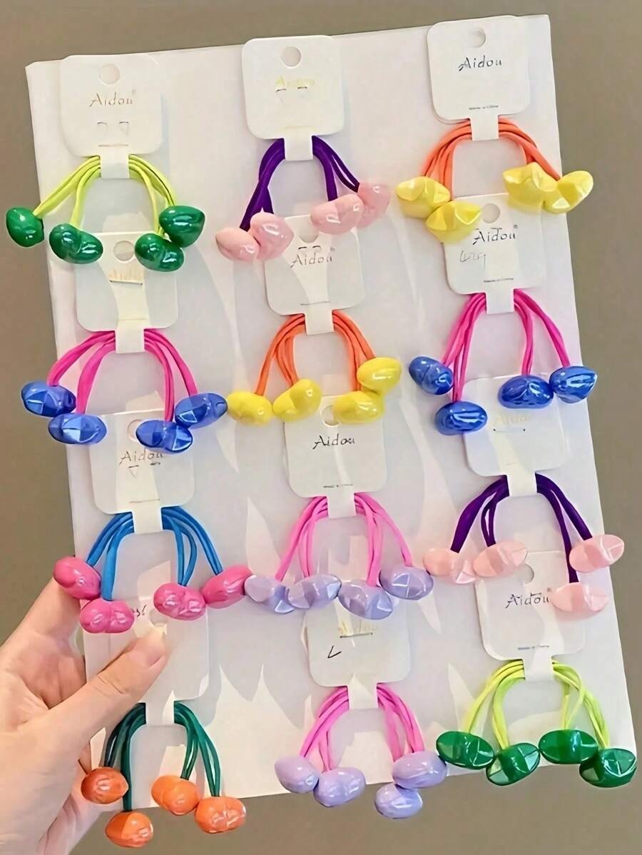SHEIN طقم أربطة شعر ملونة بأنماط نجوم وقلوب
