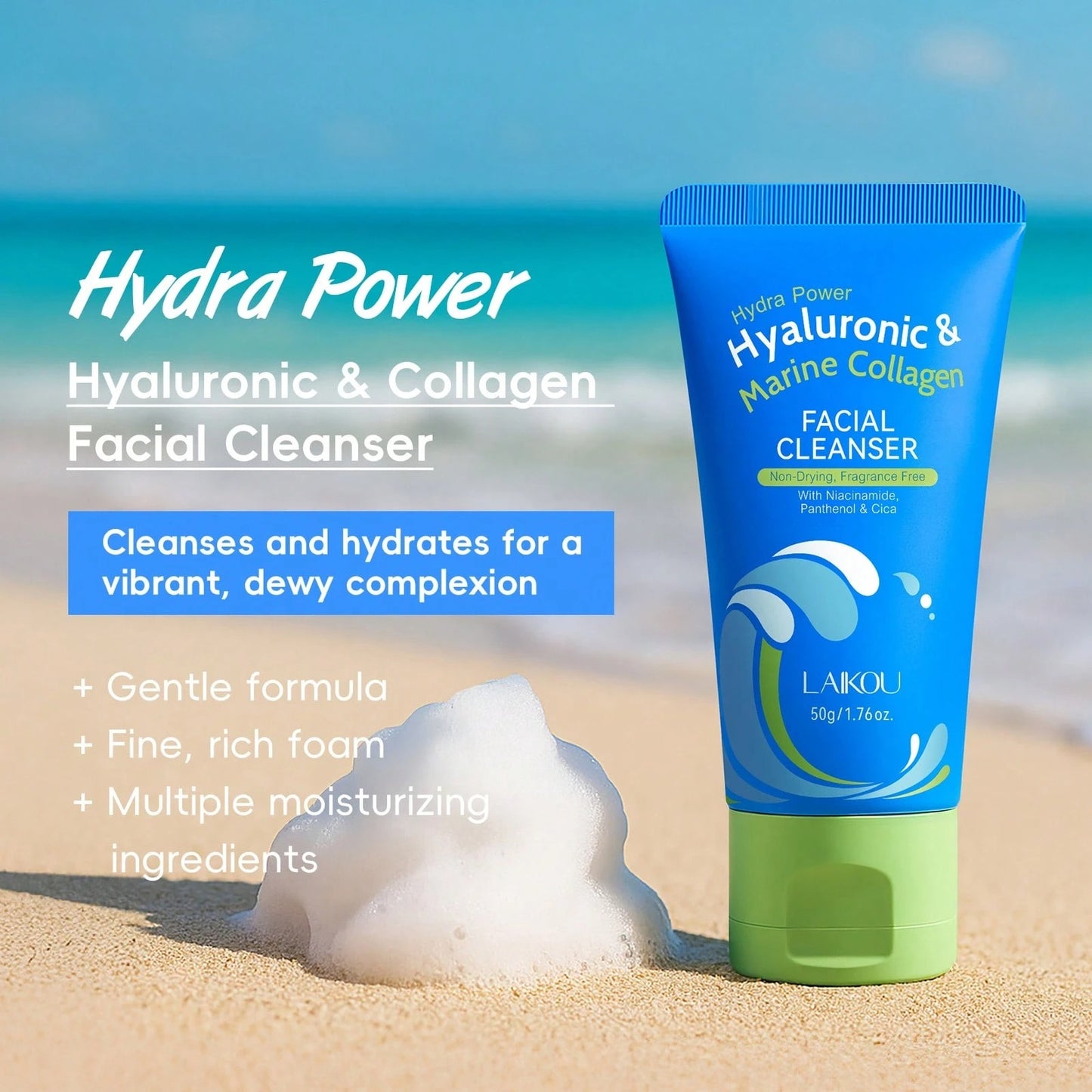 LAIKOU منظف وجه  بحمض الهيالورونيك والكولاجين