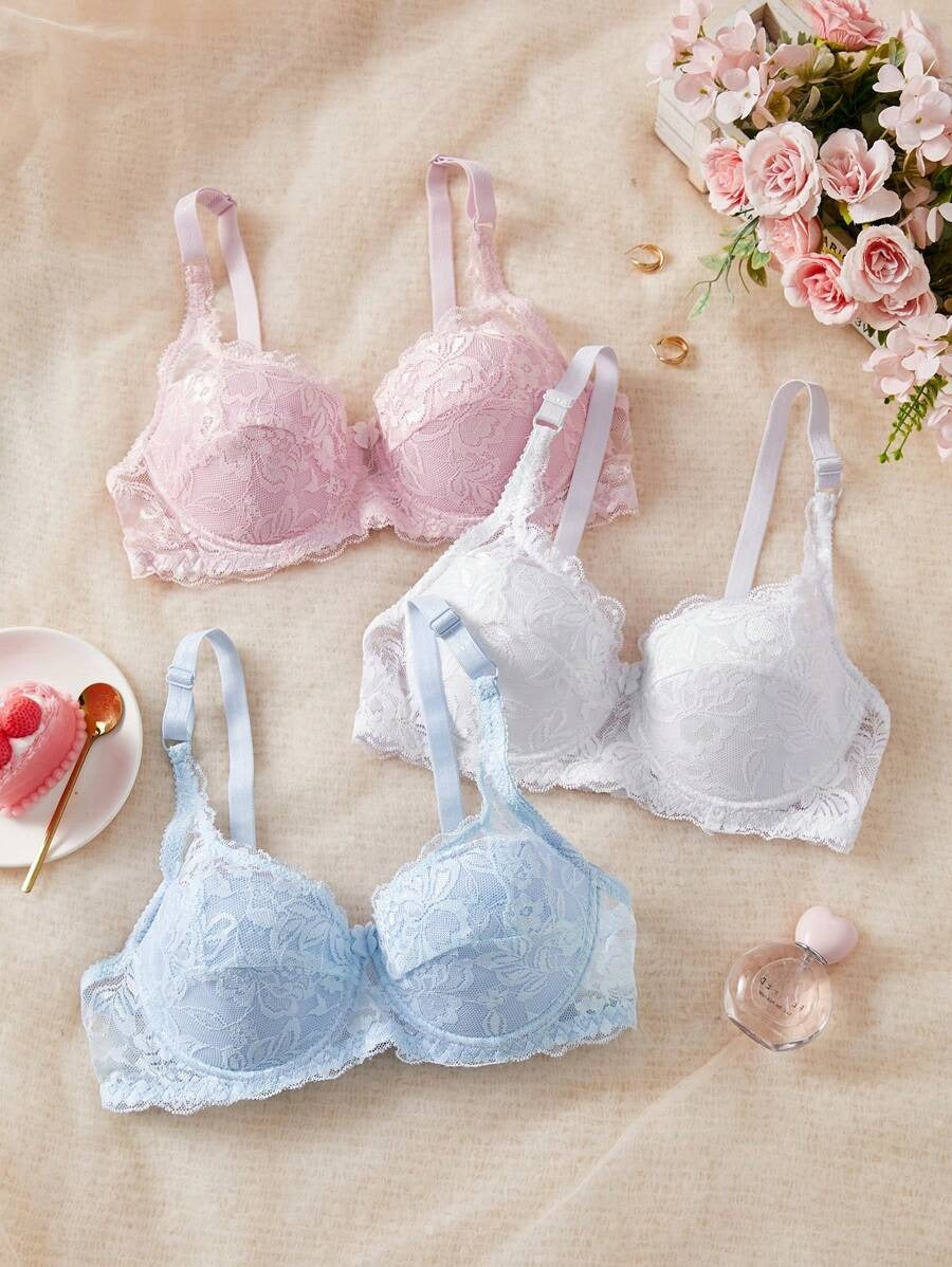 SHEIN طقم 3 قطع  حمالة صدر دانتيل