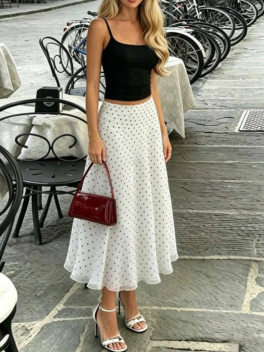SHEIN تنورة صيفية أنيقة بطبعة النقاط