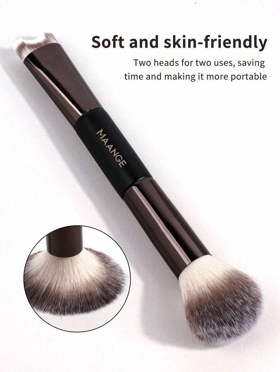 SHEIN MAANGE  فرشاة مكياج احترافية برأسين لتحديد الأنف وتوزيع الهايلايتر لون أسود