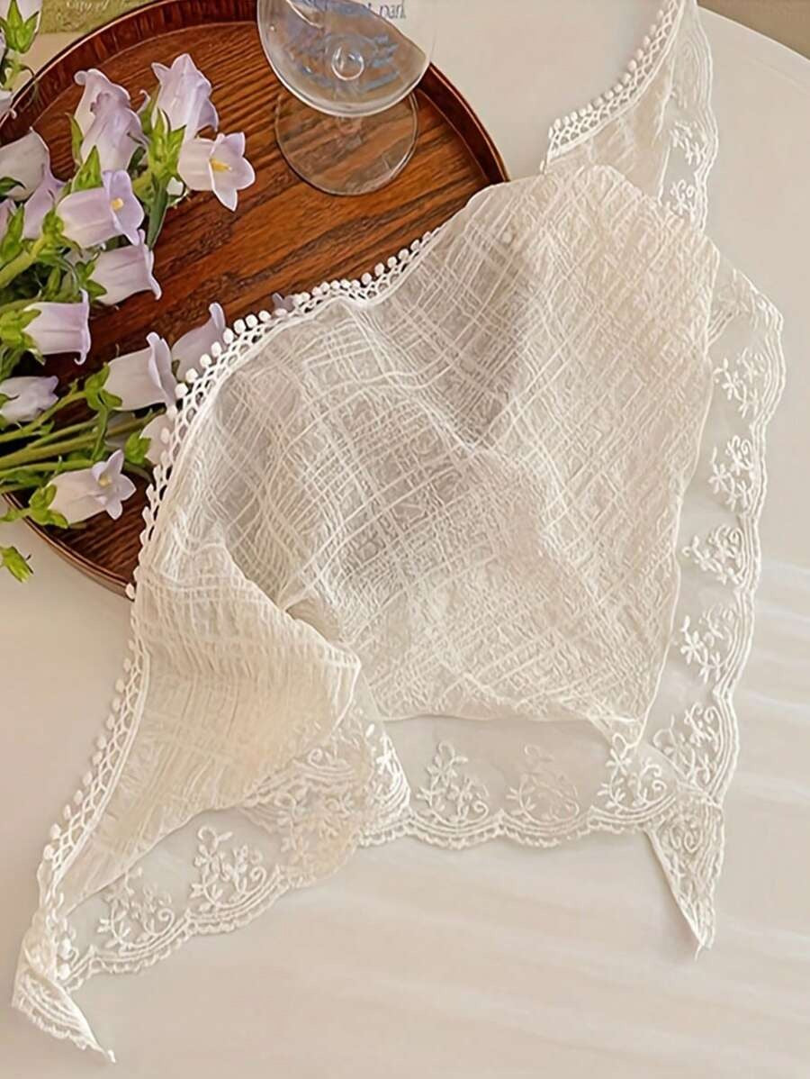 SHEIN وشاح رأس دانتيل فرنسي أنيق