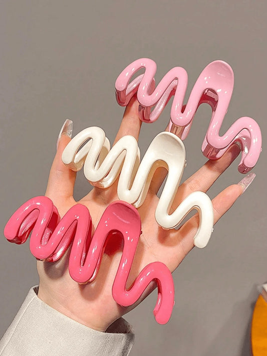 SHEIN مشابك شعر بلاستيكية بنمط موجي