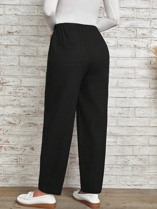 SHEIN بنطلون نسائي قطني بخصر مرن للارتداء اليومي