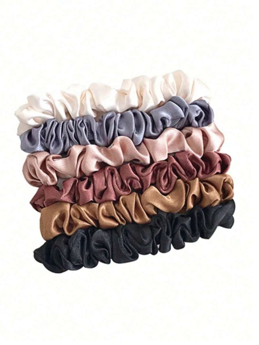 SHEIN أربطة شعر حريرية ساتان بألوان متنوعة
