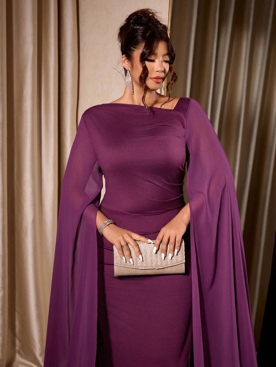 SHEIN Elenzga فستان ماكسي أنيق بلون أحمر بنفسجي