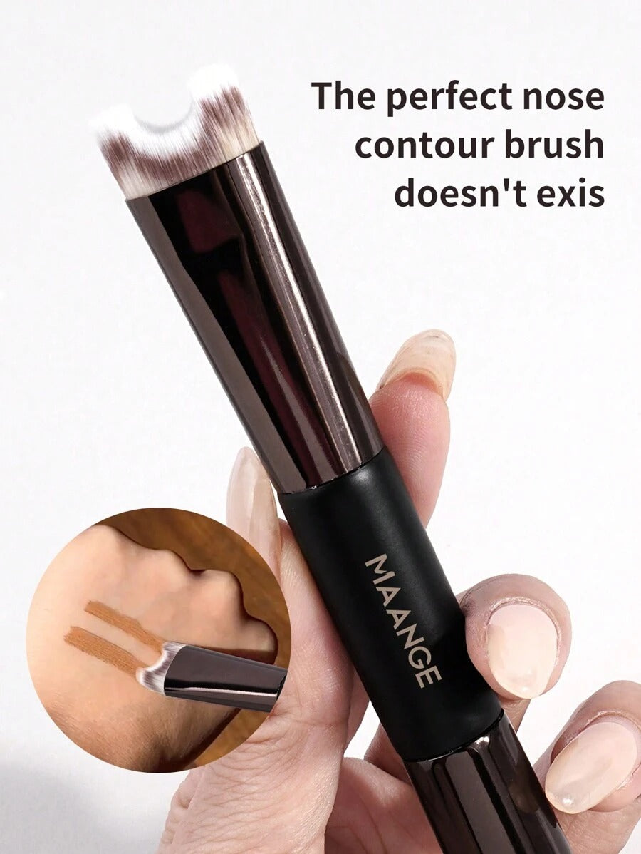 SHEIN MAANGE  فرشاة مكياج احترافية برأسين لتحديد الأنف وتوزيع الهايلايتر لون أسود