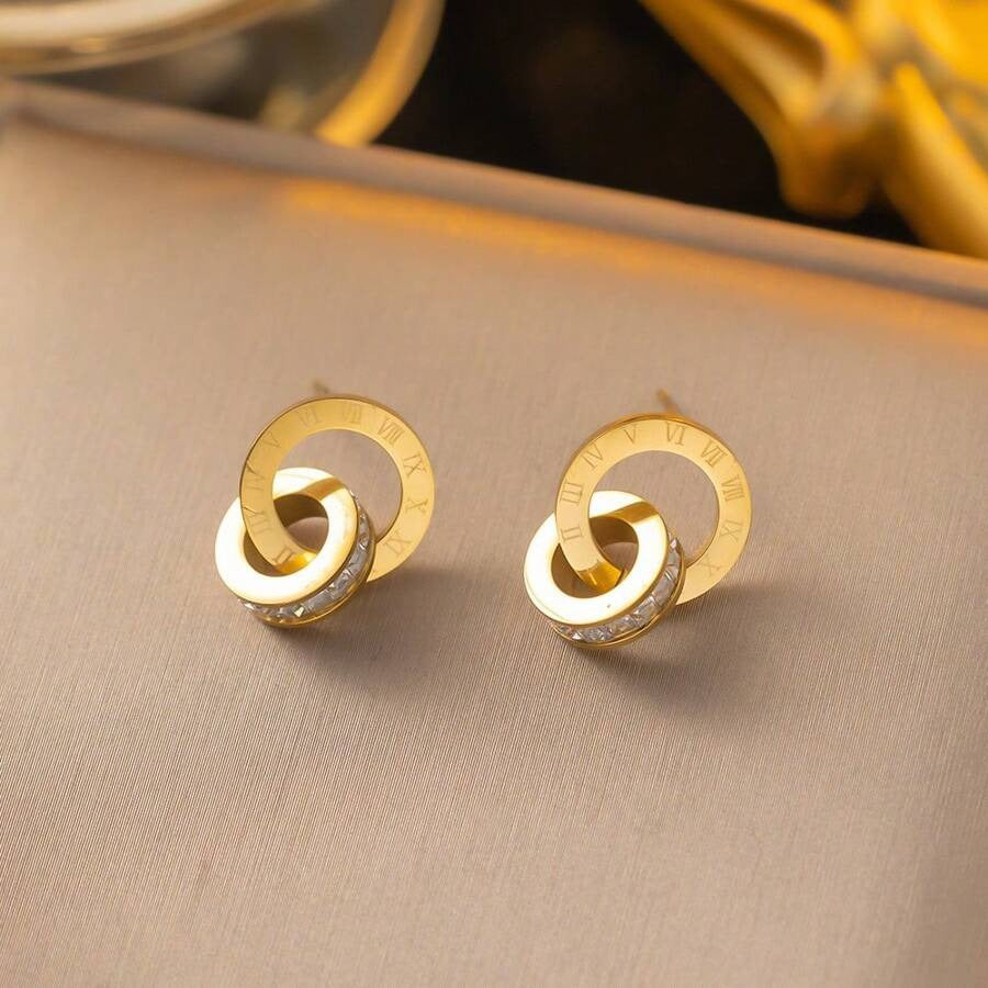 SHEIN طقم مجوهرات 4 قطع حلقية مطلي بالذهب