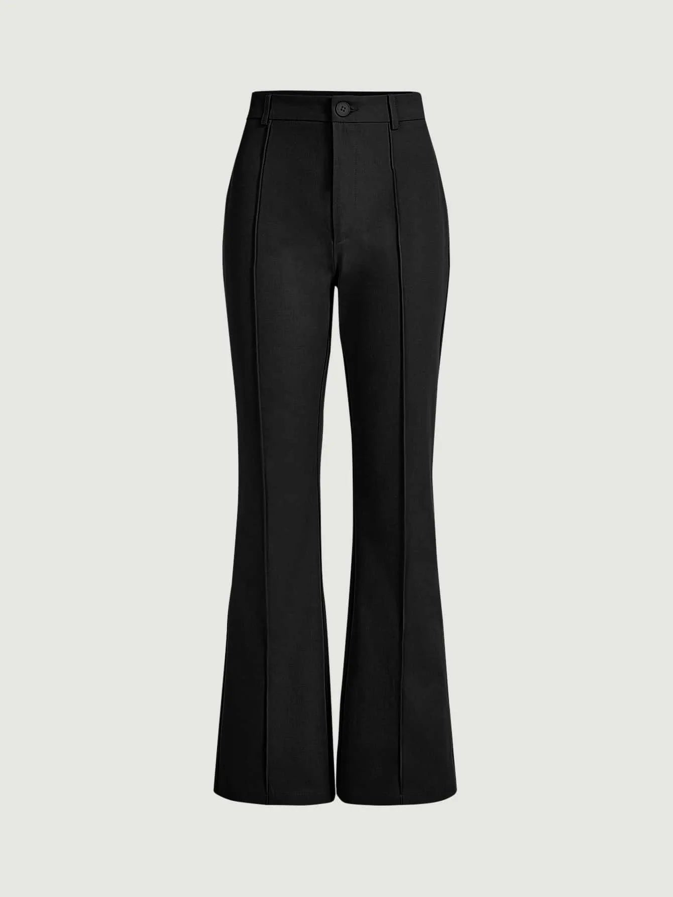 SHEIN MOD بنطلون نسائي بخصر عالٍ وتفاصيل خياطة وأرجل مقلوبة بلون أسود