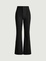 SHEIN MOD بنطلون نسائي بخصر عالٍ وتفاصيل خياطة وأرجل مقلوبة بلون أسود