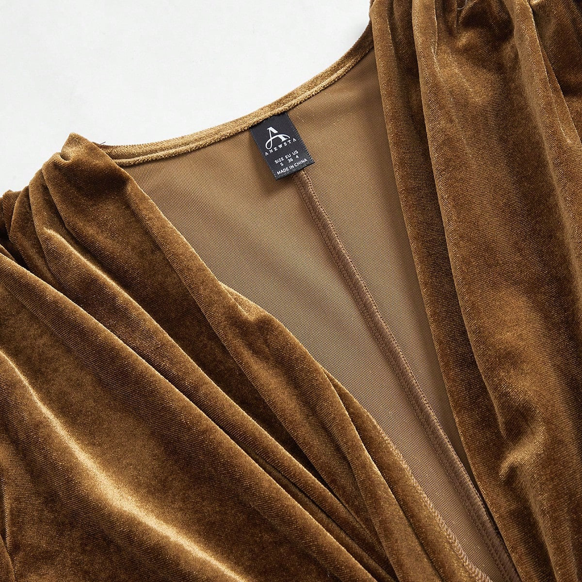 SHEIN Anewsta فستان ناعم  حريري أنيق بني