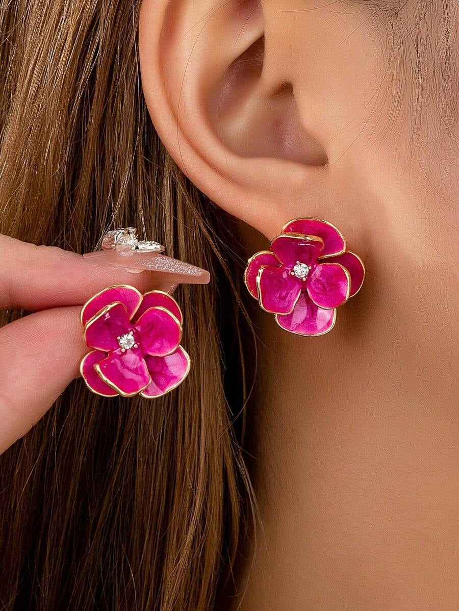 SHEIN أقراط مسامير أزهار لون أزرق