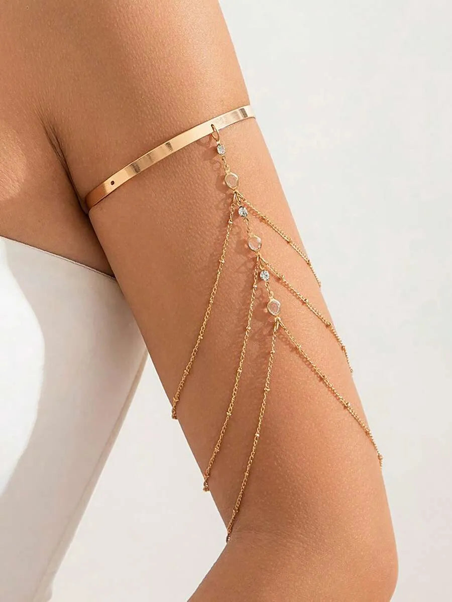 SHEIN سوار نسائي معدني بتصميم سلسلة وشرابات قابل للتعديل متعدد الألوان