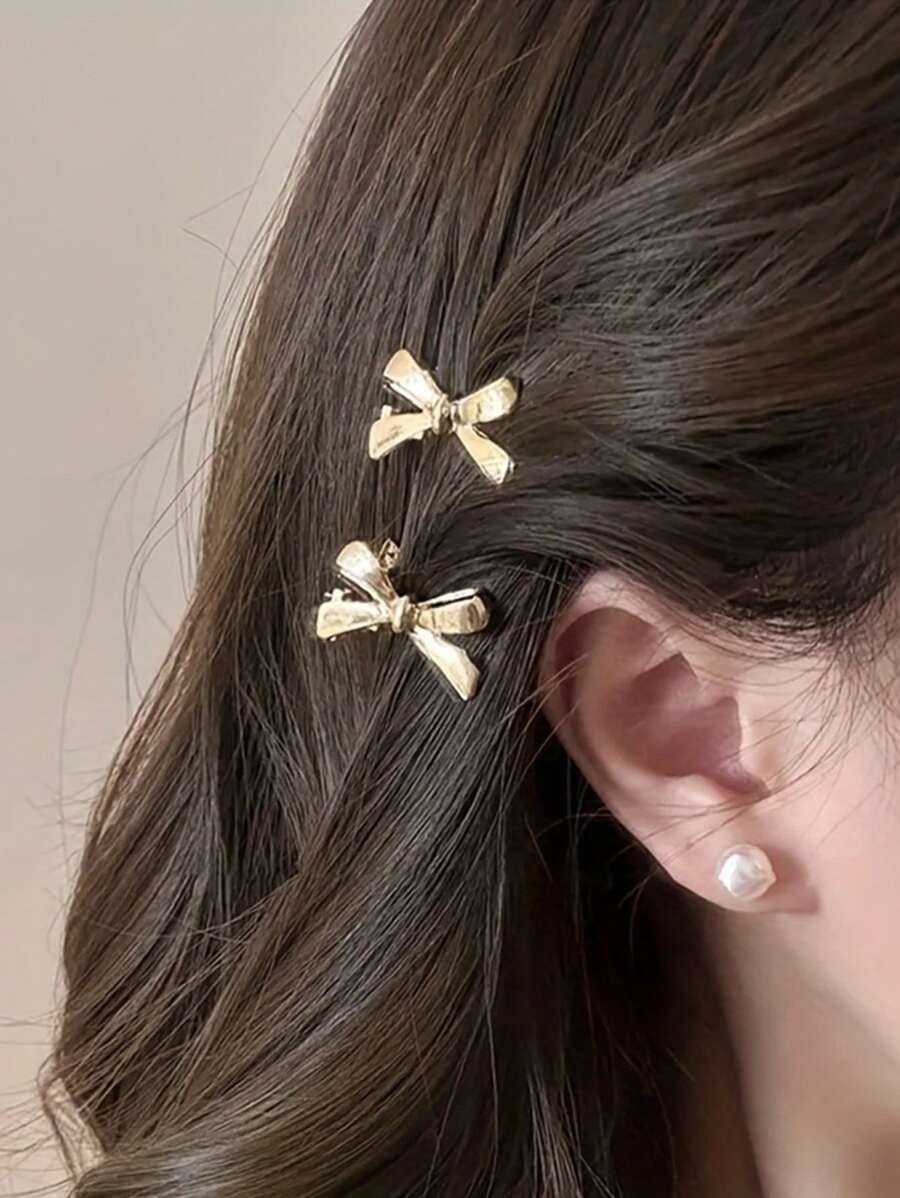 SHEIN مشابك شعر معدنية بشكل فيونكة