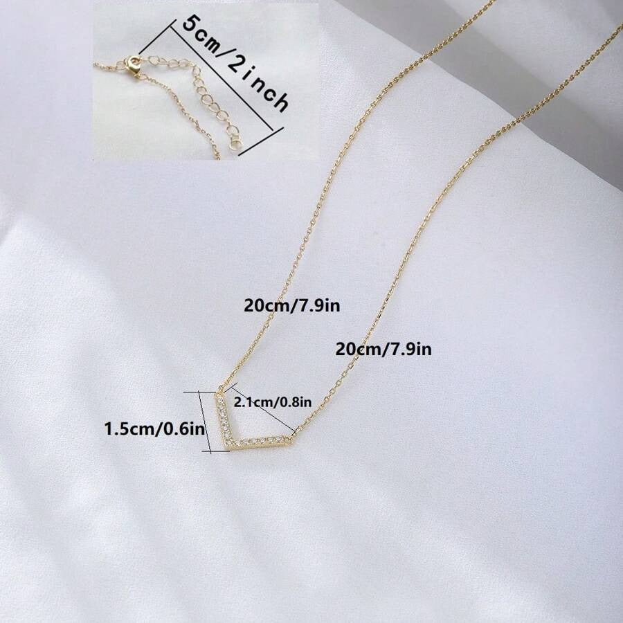 SHEIN عقد ترقوة بسيط من الفولاذ مع الراين
