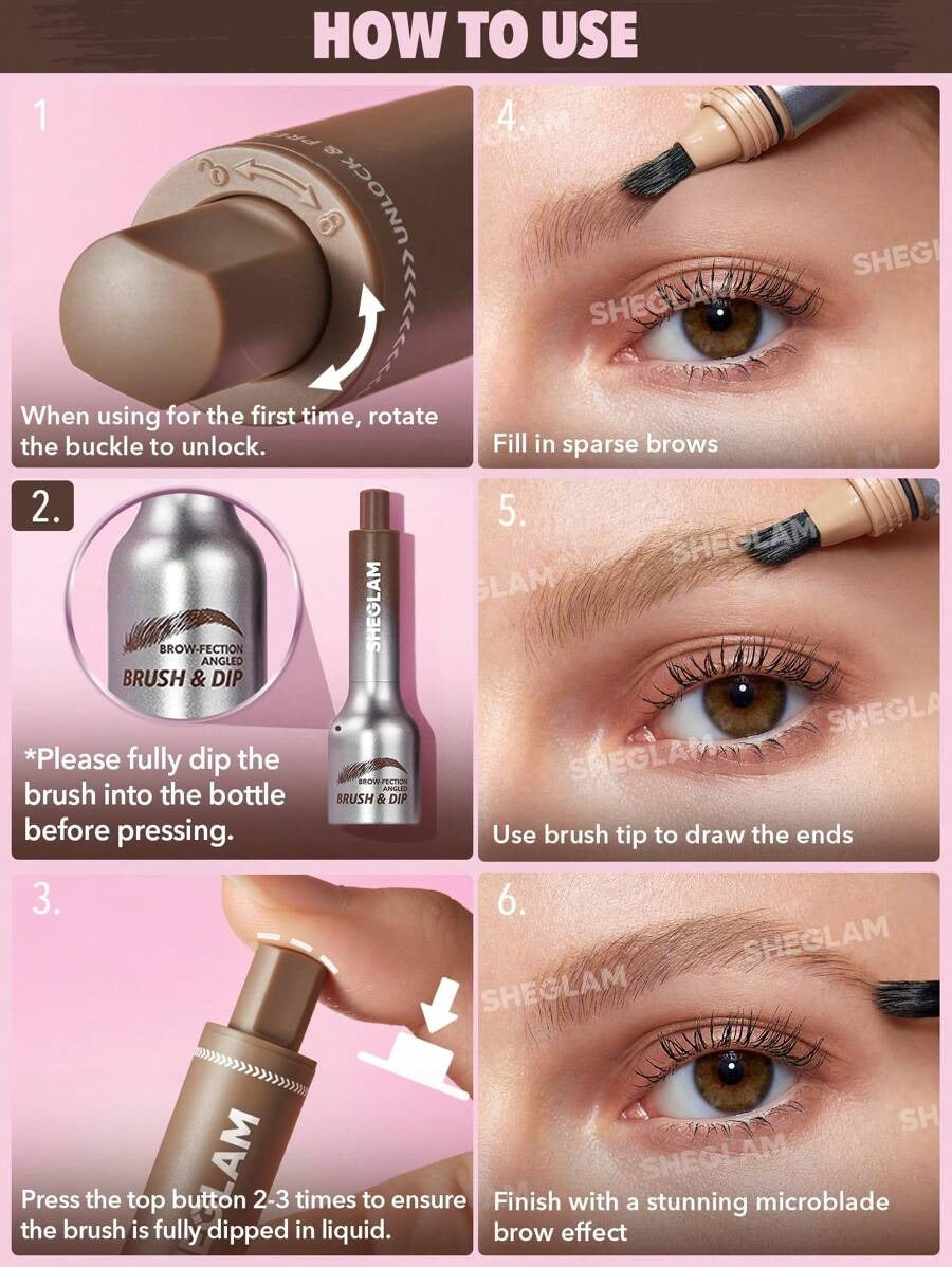 SHEGALM Brow-Fection قلم جل للحواجب بفرشاة دقيقة