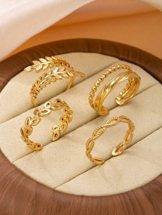 SHEIN طقم خواتم ستانلس ستيل – 4 قطع