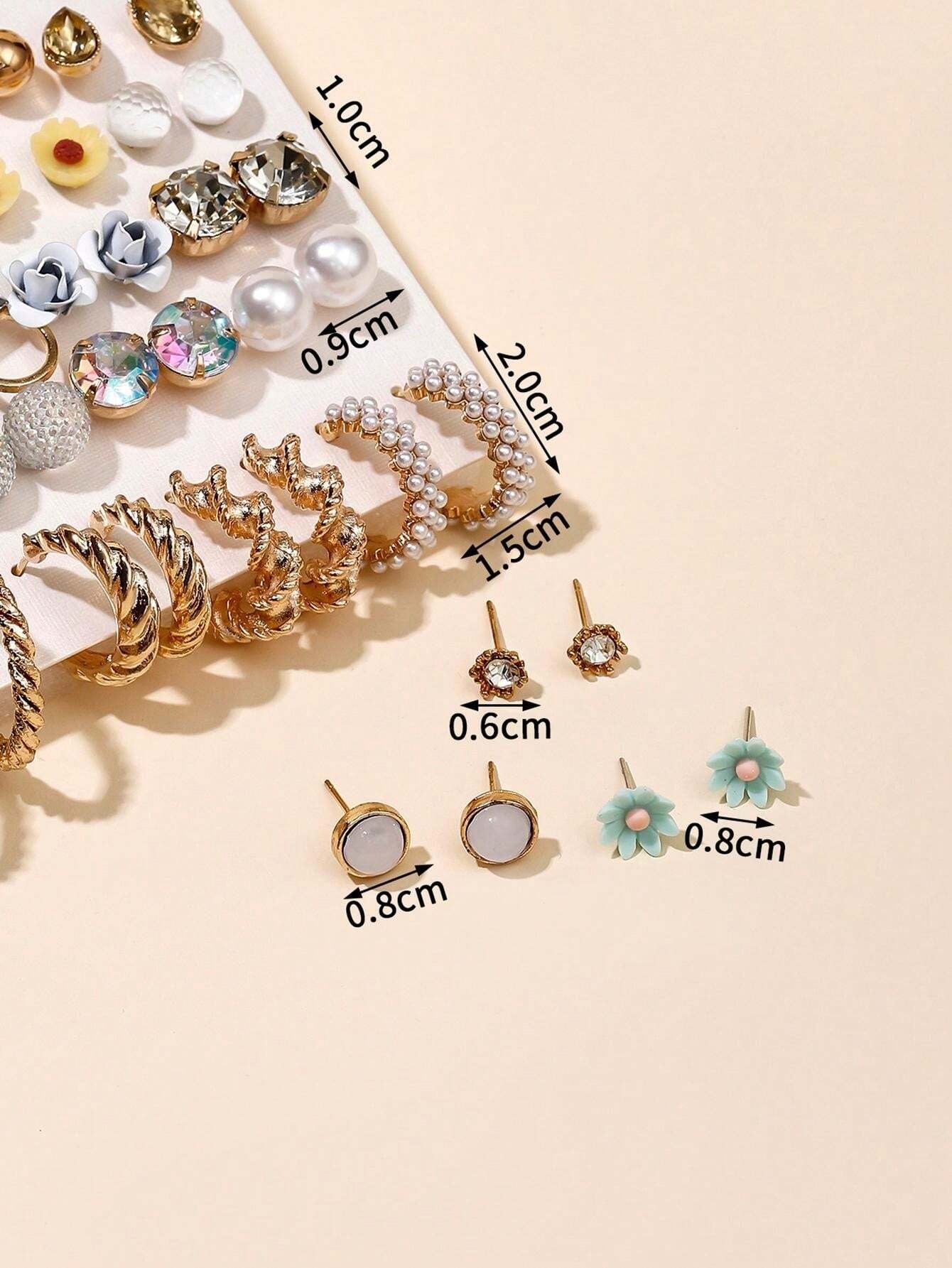 SHEIN طقم 30 زوج أقراط بأشكال متنوعة