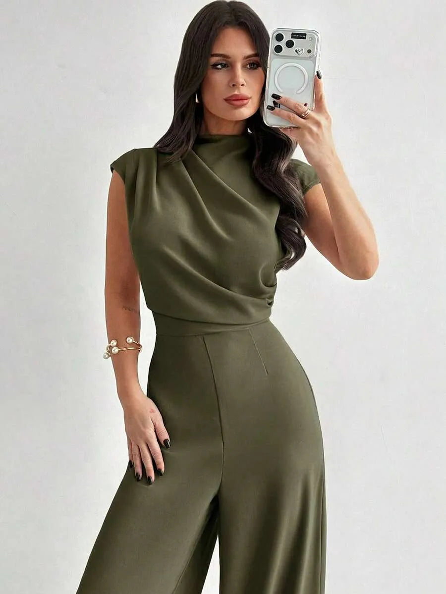 SHEIN Firerie جمبسوت نسائي كاجوال بأكمام قصيرة وبنطال واسع من