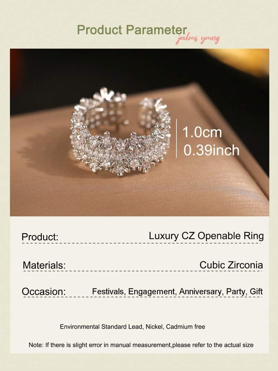 SHEIN jealous young خاتم زركونيا متعدد الطبقات